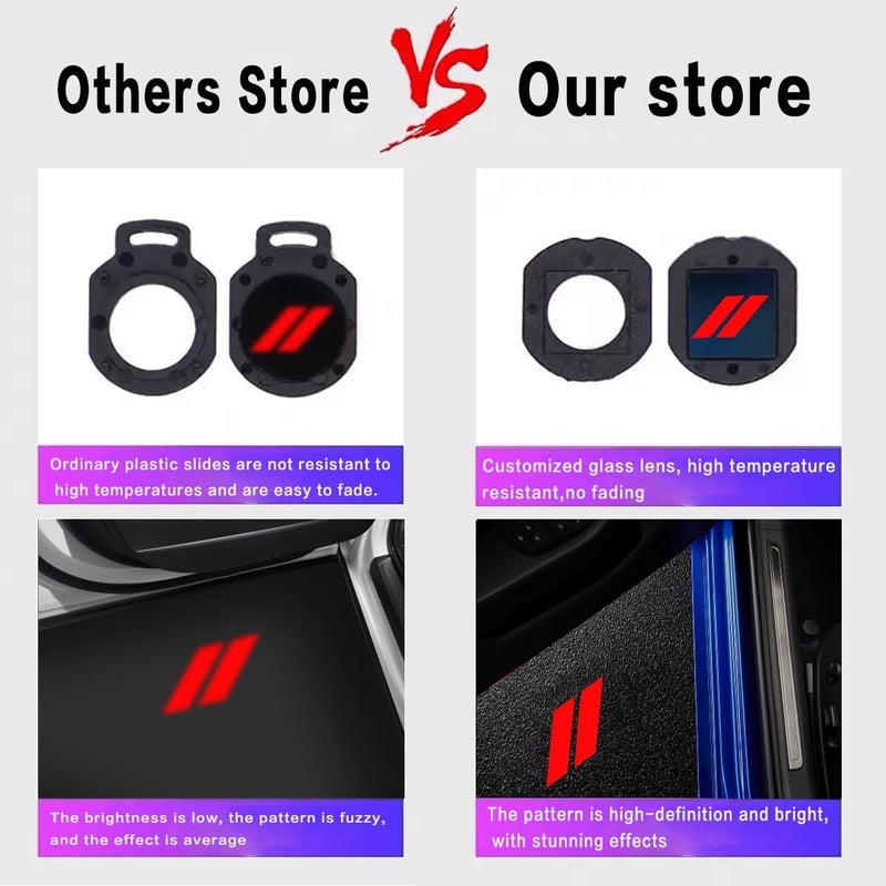 JUNMEI 2pcs Never Fade Door Light Led Logo for Dodge Charger Daytona Hellcat All Car Models Projector Ghost Shadow Puddle Courtesy Step Lights (Red) - Image 2